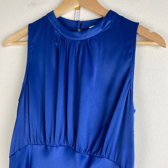 NWT Boden Bias Cut Midi Dress Size 6 Sea Blue Satin Occasion Guest Minimalist - Picture 11 of 15